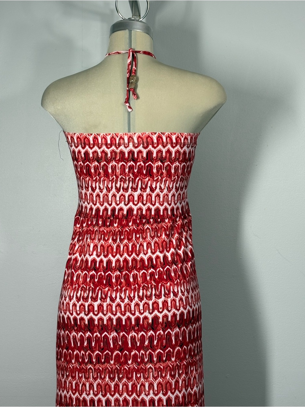 Red Printed Halter Maxi Dress - Picture 12 of 15